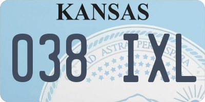 KS license plate 038IXL