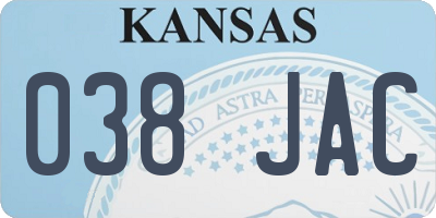 KS license plate 038JAC