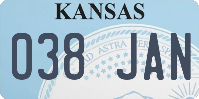 KS license plate 038JAN