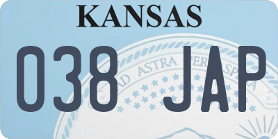 KS license plate 038JAP