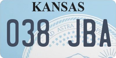 KS license plate 038JBA