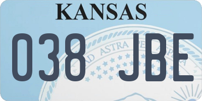 KS license plate 038JBE
