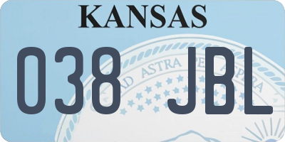 KS license plate 038JBL