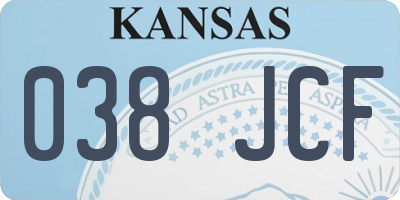 KS license plate 038JCF