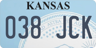 KS license plate 038JCK