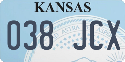 KS license plate 038JCX