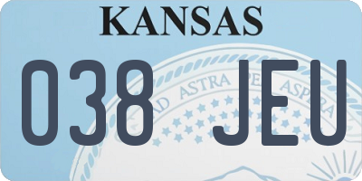 KS license plate 038JEU