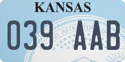 KS license plate 039AAB