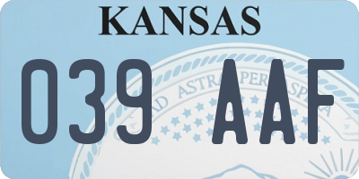 KS license plate 039AAF