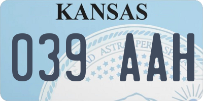 KS license plate 039AAH