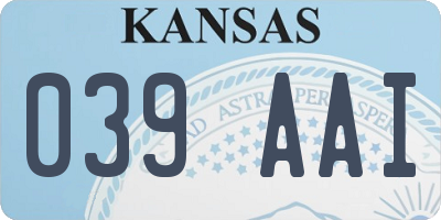 KS license plate 039AAI