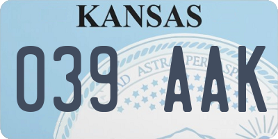 KS license plate 039AAK