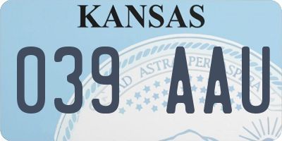 KS license plate 039AAU
