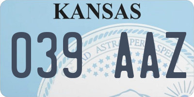 KS license plate 039AAZ