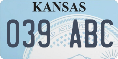 KS license plate 039ABC