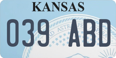 KS license plate 039ABD