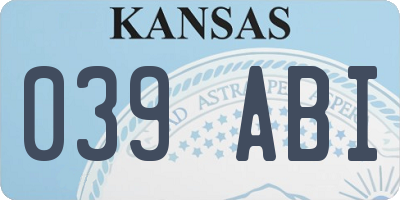 KS license plate 039ABI