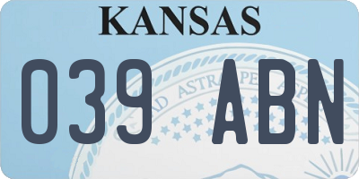 KS license plate 039ABN