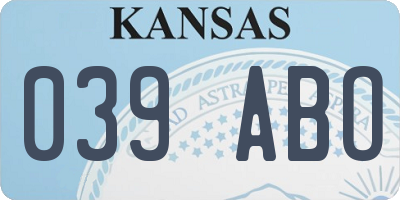 KS license plate 039ABO