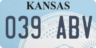 KS license plate 039ABV