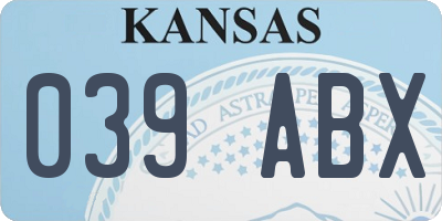 KS license plate 039ABX