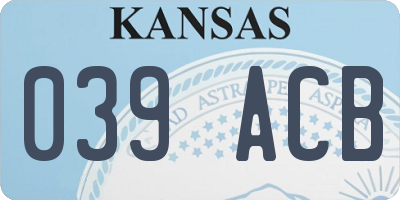 KS license plate 039ACB
