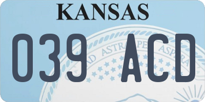 KS license plate 039ACD