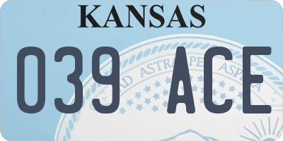 KS license plate 039ACE