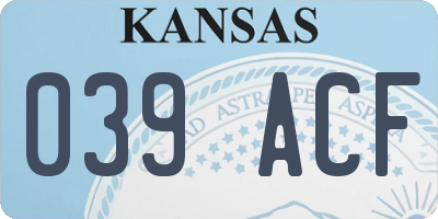 KS license plate 039ACF