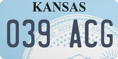 KS license plate 039ACG