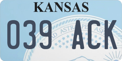 KS license plate 039ACK