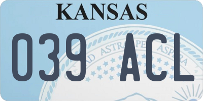 KS license plate 039ACL