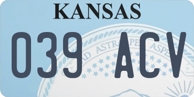 KS license plate 039ACV