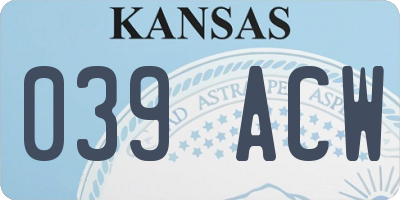 KS license plate 039ACW