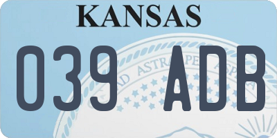 KS license plate 039ADB