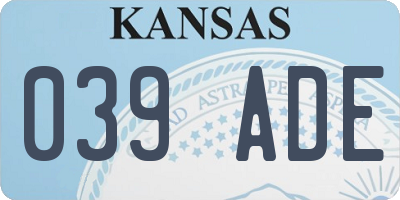 KS license plate 039ADE