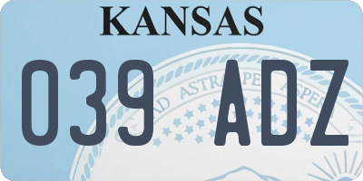KS license plate 039ADZ