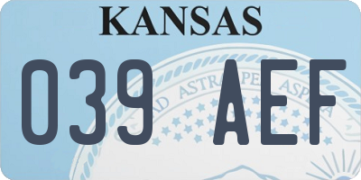 KS license plate 039AEF