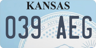 KS license plate 039AEG
