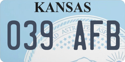 KS license plate 039AFB
