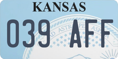 KS license plate 039AFF