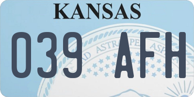 KS license plate 039AFH