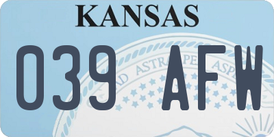 KS license plate 039AFW