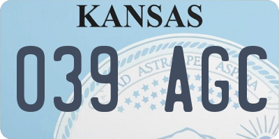 KS license plate 039AGC