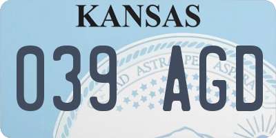 KS license plate 039AGD