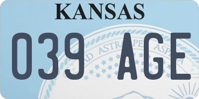 KS license plate 039AGE