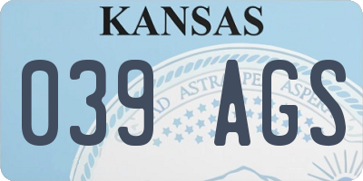 KS license plate 039AGS