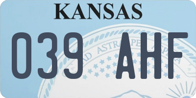 KS license plate 039AHF