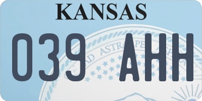 KS license plate 039AHH