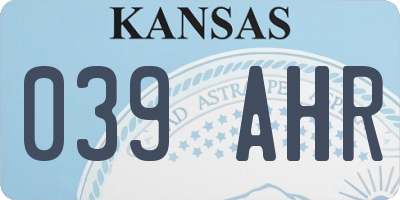 KS license plate 039AHR